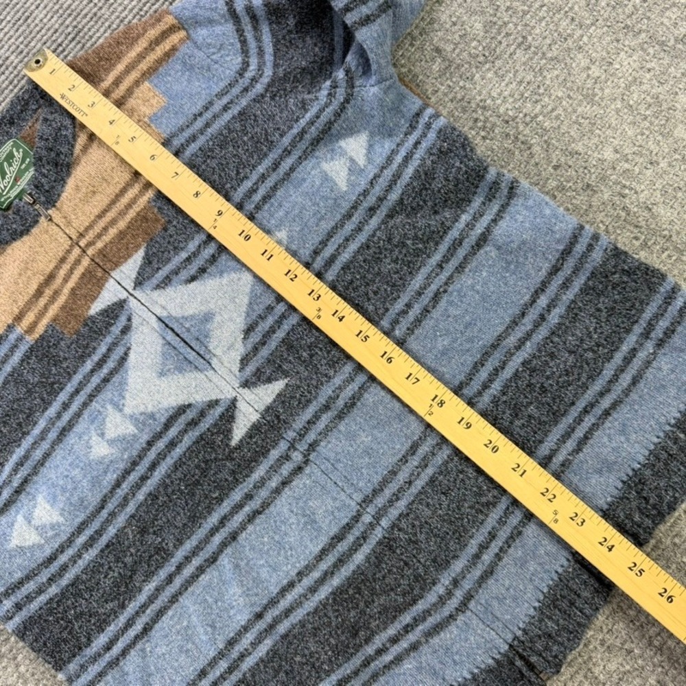 Woolrich Southwestern Lambswool Full Zip Sweater Womens Large Blue Brown Aztec - Picture 10 of 12